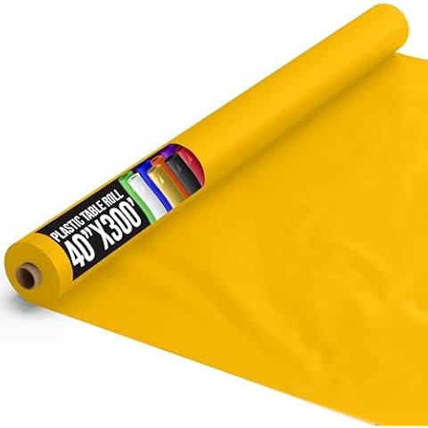 Exquisite Yellow Plastic Table Cover Roll 40" X 300' Table Cloth Plastic Cover Roll - Premium Quality Banquet Rolls - Disposable Tablecloth Rolls - Table Cloth Rectangle Table Rolls Cover