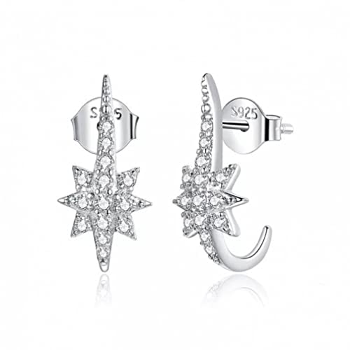 Boucles d'oreilles étoile brillante en argent hypoallergénique pour le mariage des femmes