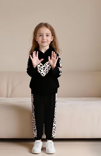 Image of 2PC Girls Clothes Girl letter and Floral print Hooded Set, letter print Top +Floral print Pants Set
