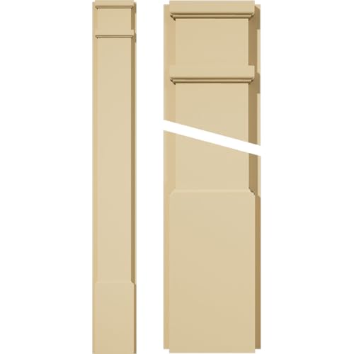 Signature Urethane Plain Pilaster w/Decorative Capital & Base, 6"W x 48"H x 2"P (Pair), Base Can Be Trimmed Up to 6 5/8", High Density Milled Urethane, Factory Primed Tan, Sold As Pair