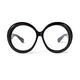 ADE WU Oversized Round Sunglasses for Women Vintage 60s 70s Big Frame UV 400 Protection Sun Glasses XL (Black/Clear Lense)