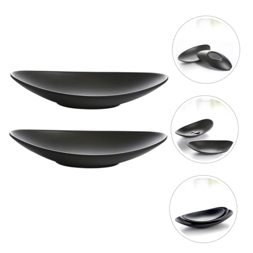 Plato de melamina negro set 2 pzas para sushi y postre miniatura 6