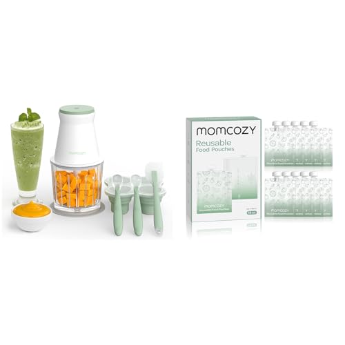 Image of Momcozy 9-in-1 Baby Food Maker & Momcozy Reusable Baby Food Pouches