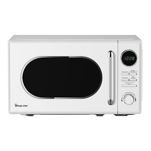 Image of Magic Chef Countertop Microwave, Classic Retro Touch Small Appliance, 0.7 Cubic Ft, White