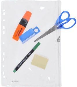 Foldersys PVC Plastic Punched Wallets with Zip Fastener Transparent 10-Piece 305 x 213 mm Not A4 Size