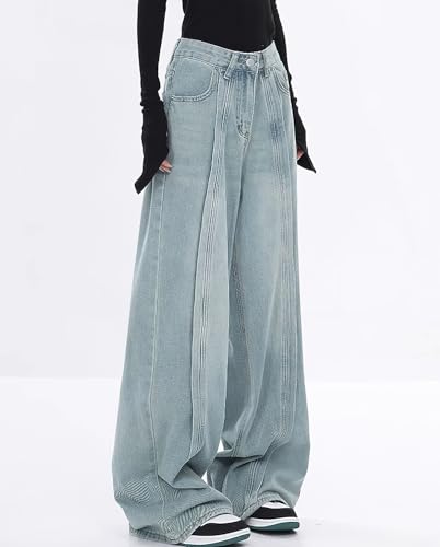 Viatabuna High Rise Baggy Jeans Women Teen Girls Wide Leg Loose Boyfriend Jeans Straight Leg Relaxed Fit 90s Denim Pants3