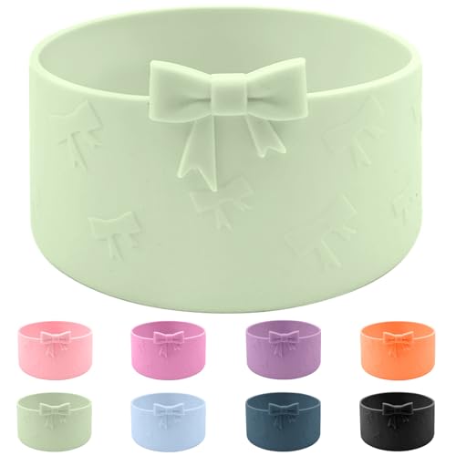 Hpebl Bows Silicone Water Bottle Boot for Stanley Cup Accessories Anti-Slip Protective Sleeve for Water Bottle, Sleeve Cover Boots for Stanley 40 30 oz with Handle,Shale