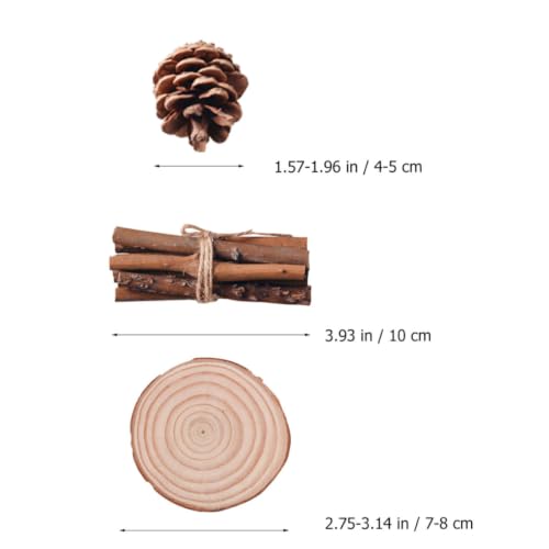 BUTIFULSIC 21pcs Christmas Ornaments Wood Kit with Natural Pine Cone and Brown Wood Slices, Easy DIY Christmas Craft for Home Decor and Flower Arrangement, Festive Wooden Craft Kits - Image 2