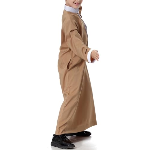 Arabic Thobe for Muslim Boys Eid Outfit Long Sleeve Kaftan Kids Prayer Dress Boys Muslim Thobe Ramadan Islamic Clothing4