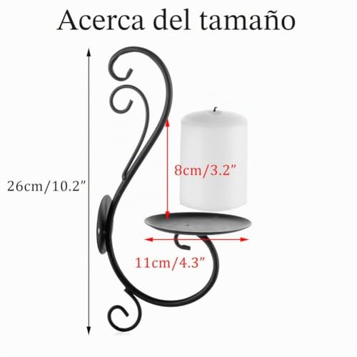Miniatura 5 de Sziqiqi Candelabro De Pared Del Estilo Retro, Candelabro Creativo De La Vela Del Hierro, Decoración De La Pared Del Jardín Casero, Candelero, Negro