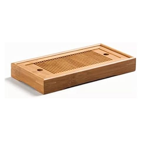 Bamboo Tea Tray Sets Traditional Chinese Style Serving Water Storage Drip Pan Office Rectangle Draining Hole Kung Fu Simple Tool (Color : A) Cover