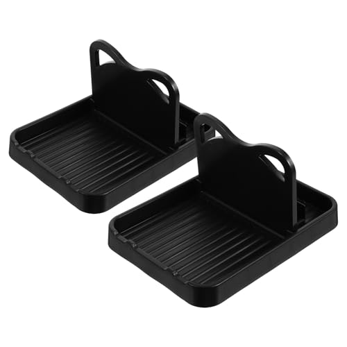 PRETYZOOM 2 Pièces Porte-ustensiles Cuisine Noir en Plastique Stable Support Pliable pour Couvercles et Cuillères, Organiseur Pratique pour Cuisines Domestiques