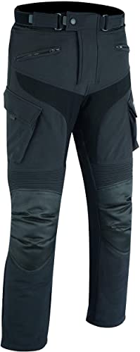warrior gears Pantalones impermeables para motocicleta, Softshell, para hombre, color negro, para motocicleta, impermeables, transpirables, resistentes al viento, para hombre, Negro, 34W x 33L Cover
