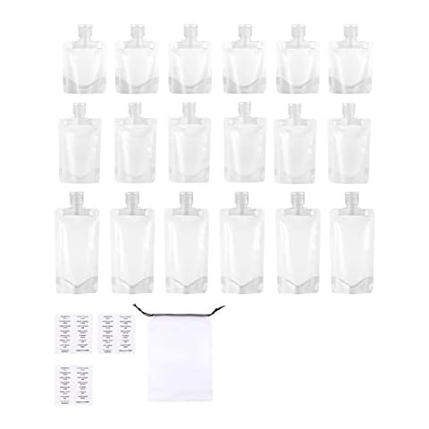 SS Cohen 22 Pieces Travel Refillable Cosmetic Empty Squeeze Pouch Stand Up Cosmetic Travel Containers Kits for Lotion,Shampoo,Face Cream, Leakproof (30 ml, 50 ml, 100 ml) Cover