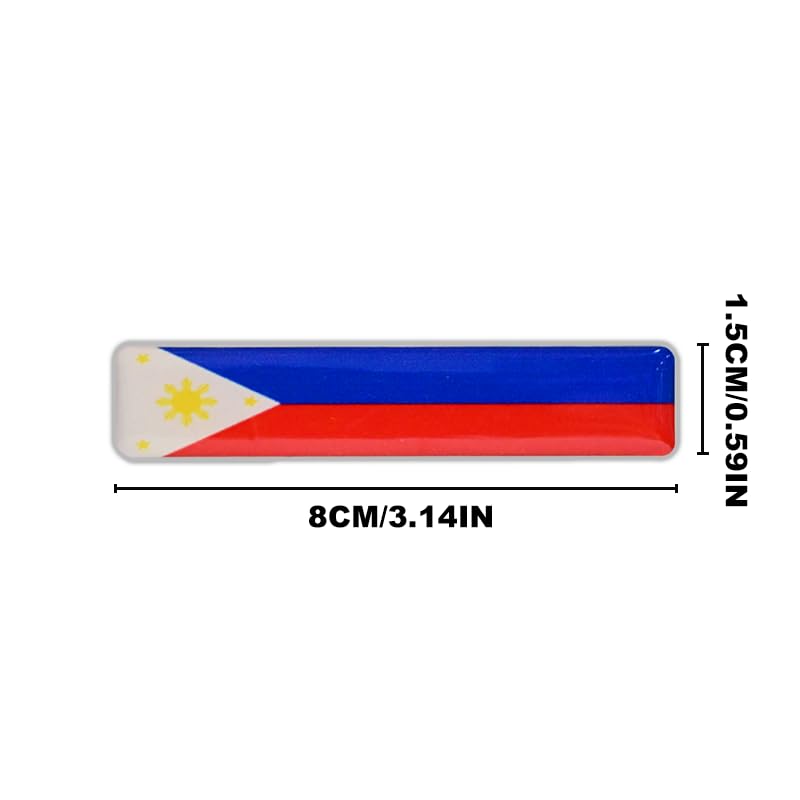 Philippines Flag 3D Epoxy Car Stickers, Reflective, 4-Pack for Cars, Motorcycles, Helmets, Laptops, & More – Premium Quality Vehicle Accessory, Durable Filipino Pride Accessories