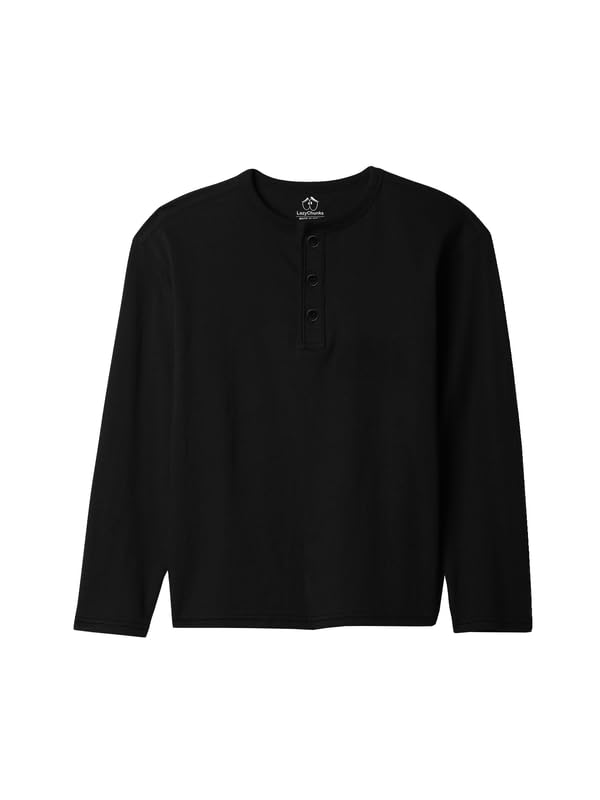 Image of LAZYCHUNKS T-Shirt for Men|Plain Henley Full Sleeve T Shirt|Cotton Blend T Shirt for Men|Men's T-Shirt|Tshirt for Men Stylish|T-Shirts for Men Regular Fit.