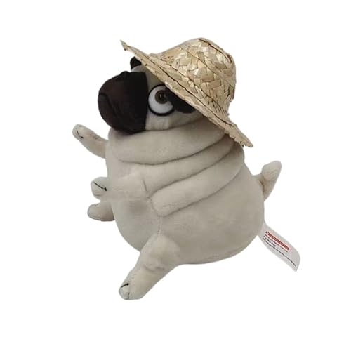 KUKUShining Süßes Mops Plüschtier Weiches Knuddeliges Stofftier für Kinder Hundefreunde und Einzigartiges Geschenk für Mops Liebhaber und Geburtstage(Pug(hat))