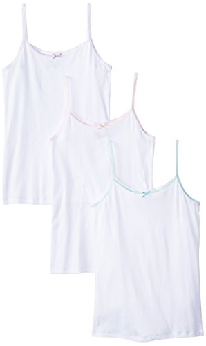 Trimfit Big Girls 3-Pack White Camisole Undershirt, Pink/Aqua/Purple, Large