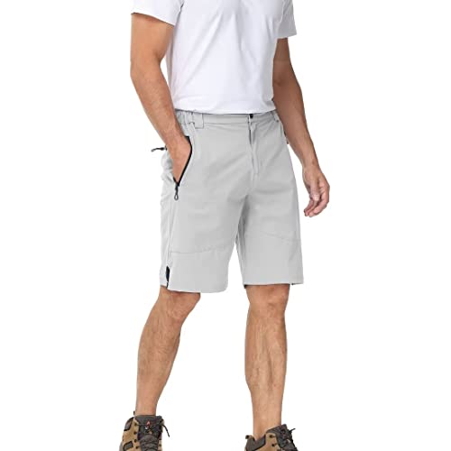 Pdbokew Men's Shorts Casual Lightweight Hiking Shorts 4 Zipper Pockets Grey Medium #TOP2