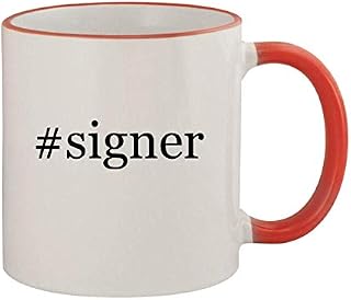 #signer - 11oz Ceramic Colored Rim & Handle Coffee Mug, Red