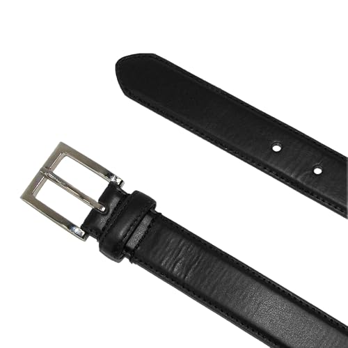 CTM Men's Leather Basic Dress Belt with Silver Buckle (Pack of 2 Colors)4