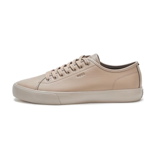 Image of BOSS Men's Aiden Logo Block Leather Low Top Sneakers | Casual Shoes