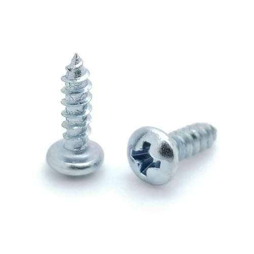 BCP Fasteners Tornillos para madera #6 x 1/2 pulgadas, cabeza Pan Zincada, paquete de 500
