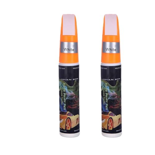 CeoxThao 2 Pièces Stylo Retouche Peinture Voiture, Stylo Retouche Peinture Carrosserie et Jantes Alu,pour Réparation de Rayures et Eclats (Blanc),anti rayure voiture carrosserie
