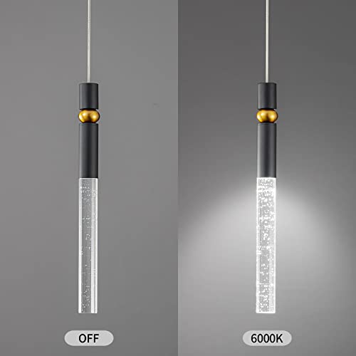 Lmqnine Kitchen Light Fixtures Ceiling Dimmable Led Modern Black Mini Pendant Lighting With Bubble Crystal Pendant Light For Kitchen Island Bedroom Hallway Entryway (3-Pack) #TOP3