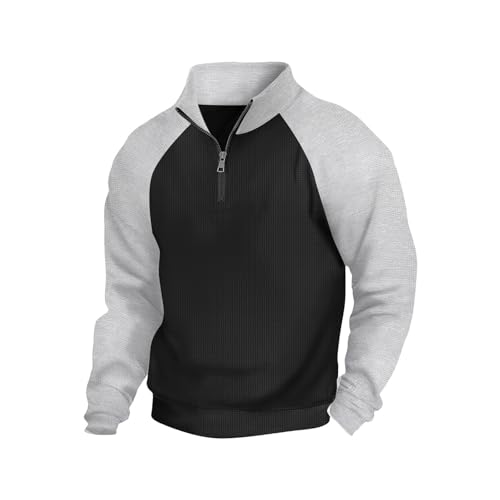 CRNTCEM Mens Quarter Zip Henley Tshirts Long Sleeve Regular Fit Work Tops Mock Neck Casual Active Outdoor Polo Sweatshirts3