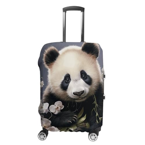Panda With Flower Luggage Cover Travel Suitcase Covers for Luggage Elastic Carry on Luggage Covers for Suitcase Tsa Approved Washable Luggage Sleeve Protector Fits 18-32 Inch L