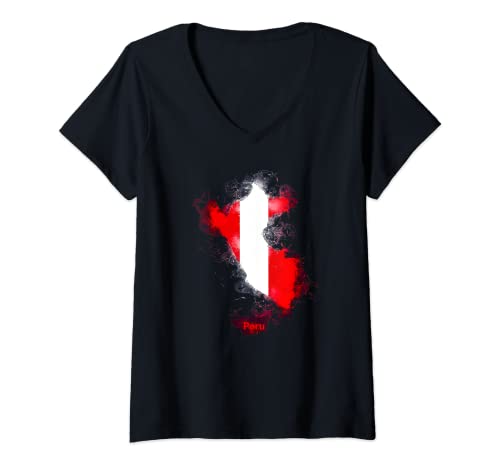 Mujer Bandera de Perú Peruana Peruana Peruano mapa Camiseta Cuello V