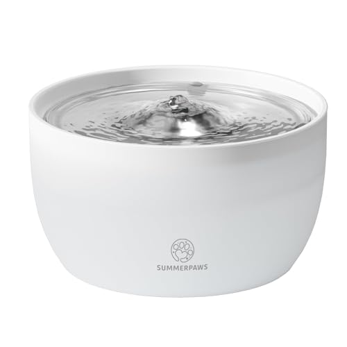 Summerpaws Cat Water Fountain: Silent cat Fountains for Drinking with Ultra-Quiet Pump, 101.4oz/3L Automatic Pet Fountain with 2 Filters, Easy Clean Water Fountains for Cats Indoor, White