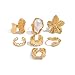 Gmai Gold Rings Set 7 Pack Chunky Flower Pearl Adjustable Stackable Statement Jewelry Non Tarnish Hypoallergenic Tarnish Resistant Gift for Women (Golden Flower Set)