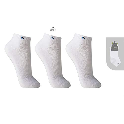 Kit 3 Pares Meias Masculina Cano Curto Algodão Lupo 3225 - Branco - G - 39/44