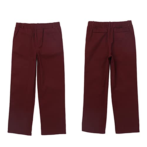 Boys Trousers Flat Front School Uniforms Elastic Waist Gentleman Formal Dress Pants for Wedding Birthday Party Burgundy 14 Years3