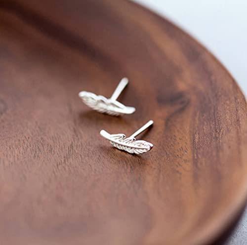 SLUYNZ Genuine 925 Sterling Silver Tiny Feather Studs Earrings for Women Teens Sterling Silver Studs Earrings3