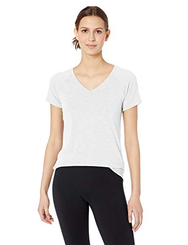Amazon Essentials Women's Studio Short-Sleeve Lightweight V-Neck T-Shirt, -white, Medium