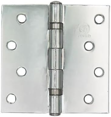 4.0" x 4.0" Square Corners Ball Bearing Door Hinge (Dull Chrome, Pack of 2)