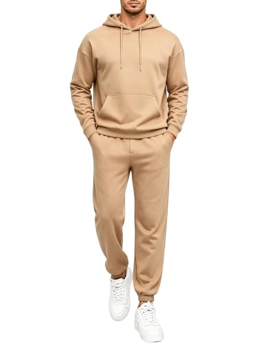 LINMYZAI Off White Mens Tracksuits 2 Piece Outfits Fashion Jogging Sweatsuit Hoodie With Pants Set XL