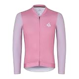 ES16 Lightweight Maniche Lunghe Uomo Rosa – Taglia L | Premium Long-Sleeve Mesh Cycling Jersey Cerniera Race-Fit Ultraleggera 12-22°C