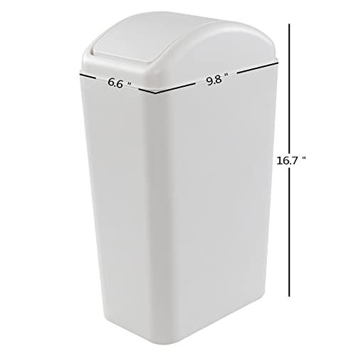 Leendines 14 Liter Plastic Trash Can, Garbage Bin with Swing Lid (Light Grey)