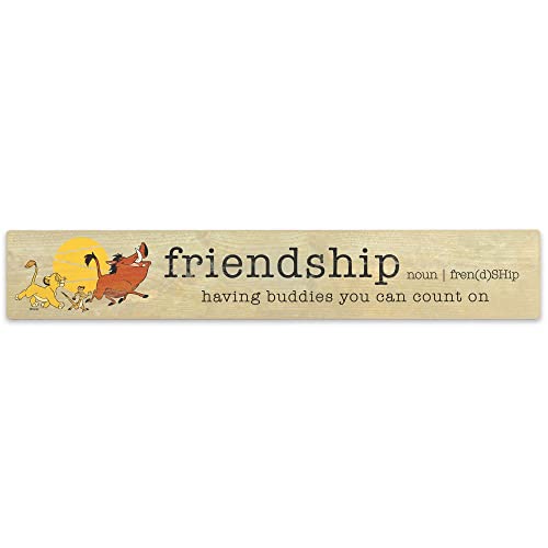 Image of Open Road Brands Disney The Lion King Friendship Quote Wood Wall Decor - Cute Lion King Wall Art for Home Decorating