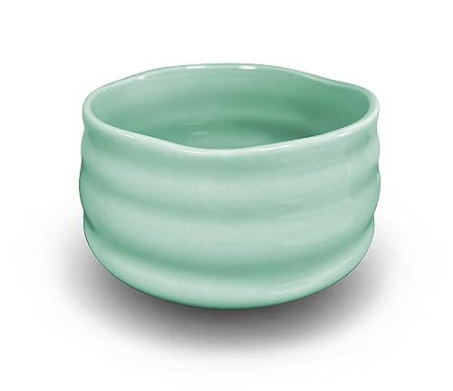 AIYICIII Bol à matcha en céramique, fabriqué à la main, tasse à thé vert japonais, tasse à thé matcha pour cérémonie (bleu vert clair)