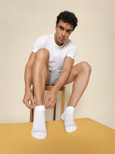 Image of Levi's LS201 Men's Cotton Stretch Ankle Mid Cut Half Terry Socks with Cushioned Sole (Pack of 3)