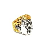 Fanshu Stainless Steel Titanium Hip Hop Punk Golden Hair Donald Trump 3D Face Band Rings for Men Women Fans Presidential Campaign Supporter Couple Friends Gift Fashion Statement Jewelry (10)