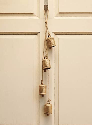 Small Vintage Rustic Lucky Tin Metal Cow Bells Handmade Christmas Décor Bells On Jute Rope #TOP1