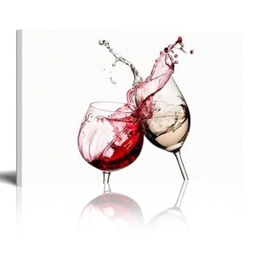 Toile verre à vin rouge et bleu déco murale élégante pour hôtel et villa