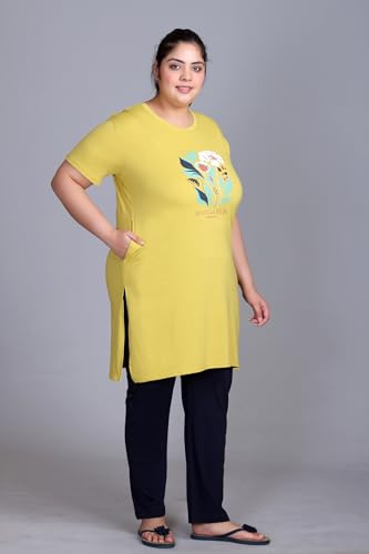 Image of In Love Women's Plus Size Graphic Printed Cotton Night Suit Set Short Sleeve