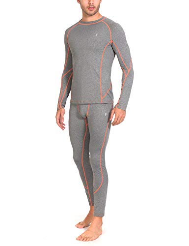 Little Donkey Andy Men's Thermal Underwear Set Performance Base Layer Wicking Active Long Johns Top & Bottom With Fly Gray L #TOP1